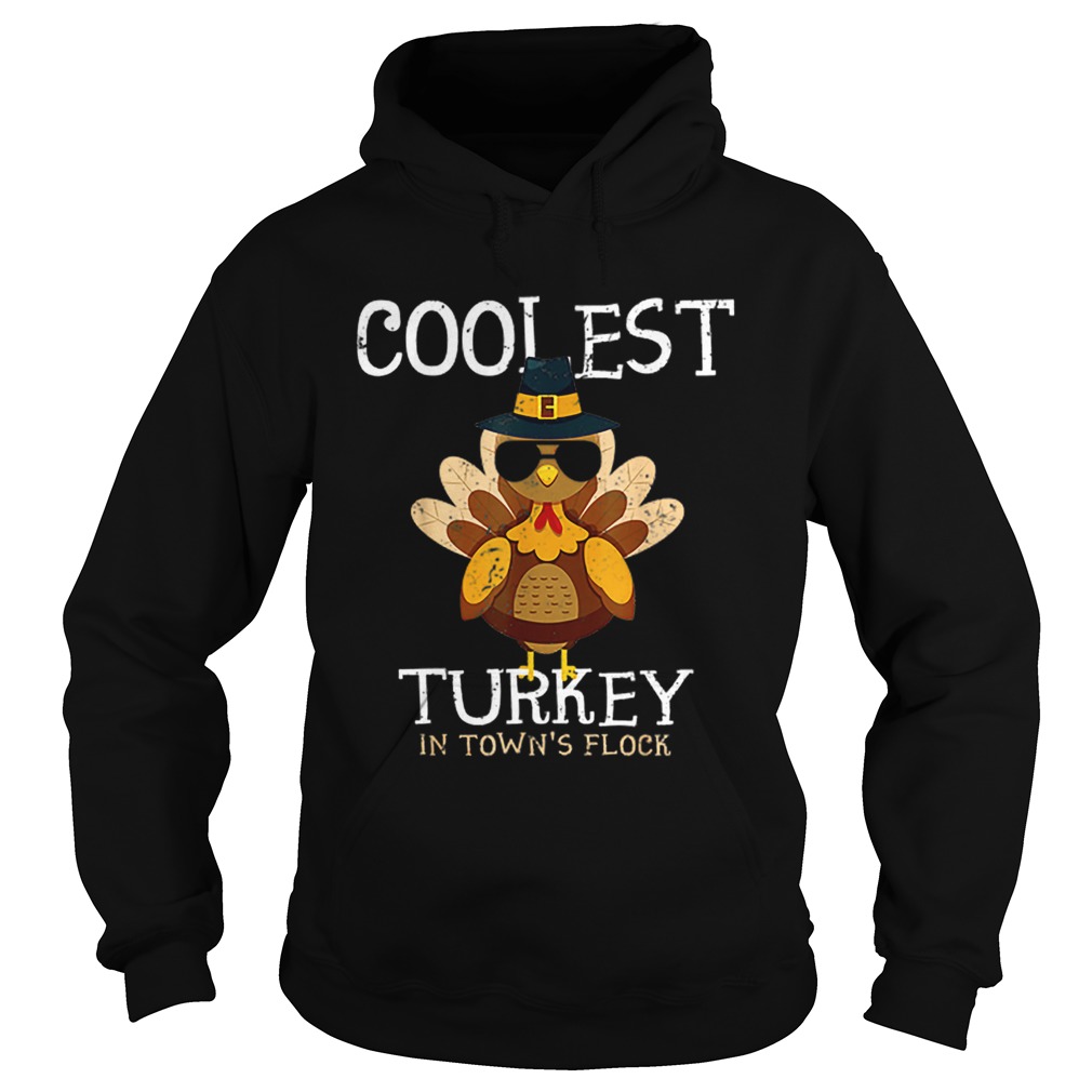 Hot Kids Coolest Turkey In The Towns Flock Thanksgiving boys Hoodie