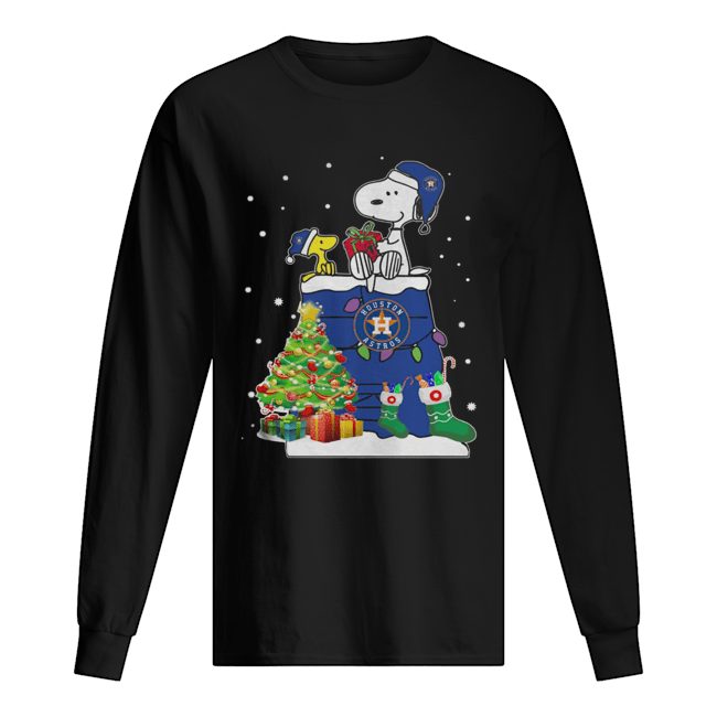 Houston Astros Snoopy And Woodstock Christmas Long Sleeved T-shirt 