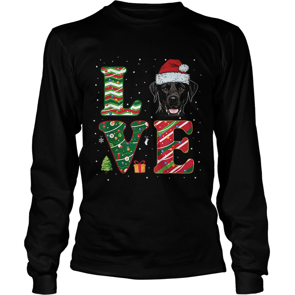 I Love Black Labrador Christmas Santa Hat Gift LongSleeve