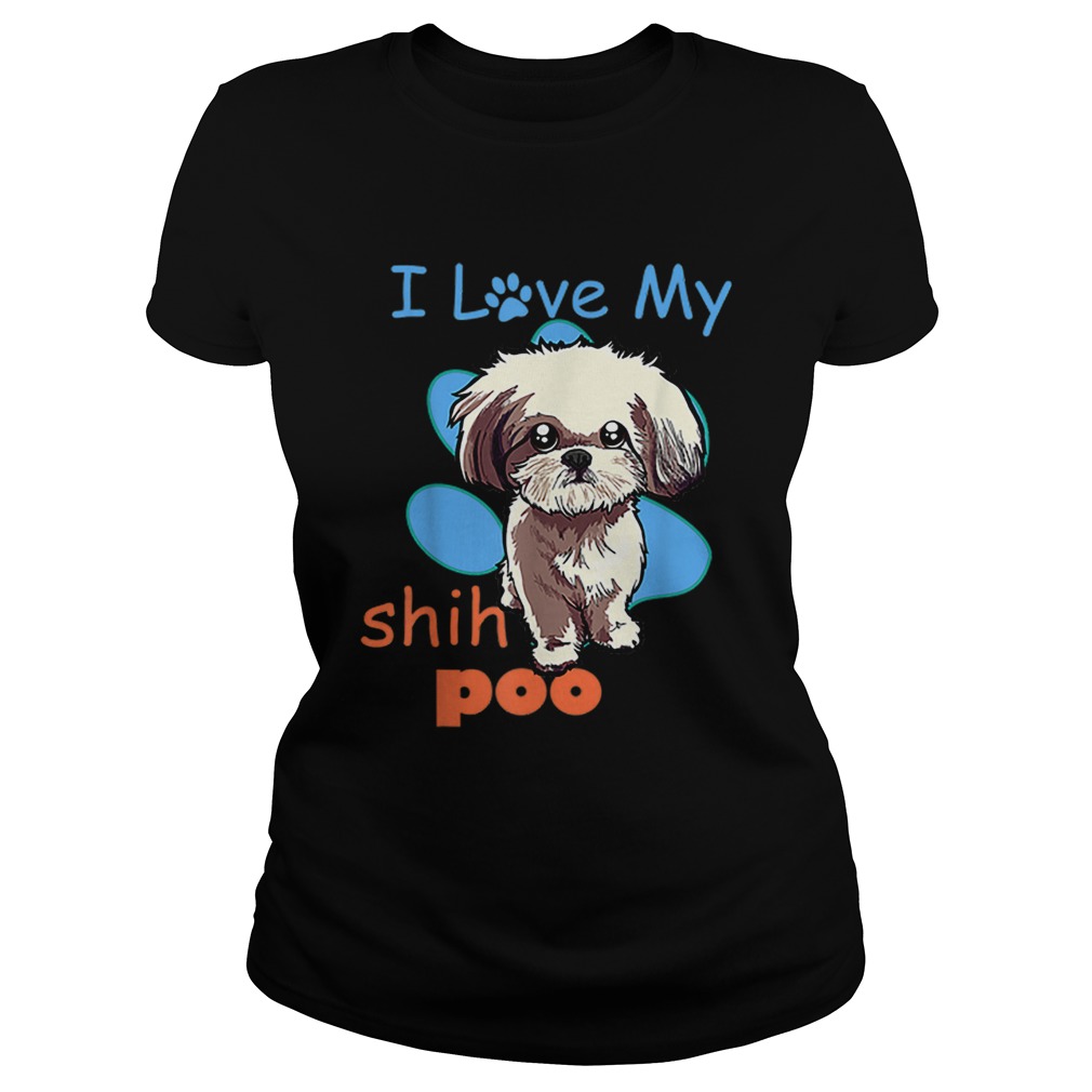 I Love My Shih Poo Best Dog Lover Paw Print Christmas Classic Ladies