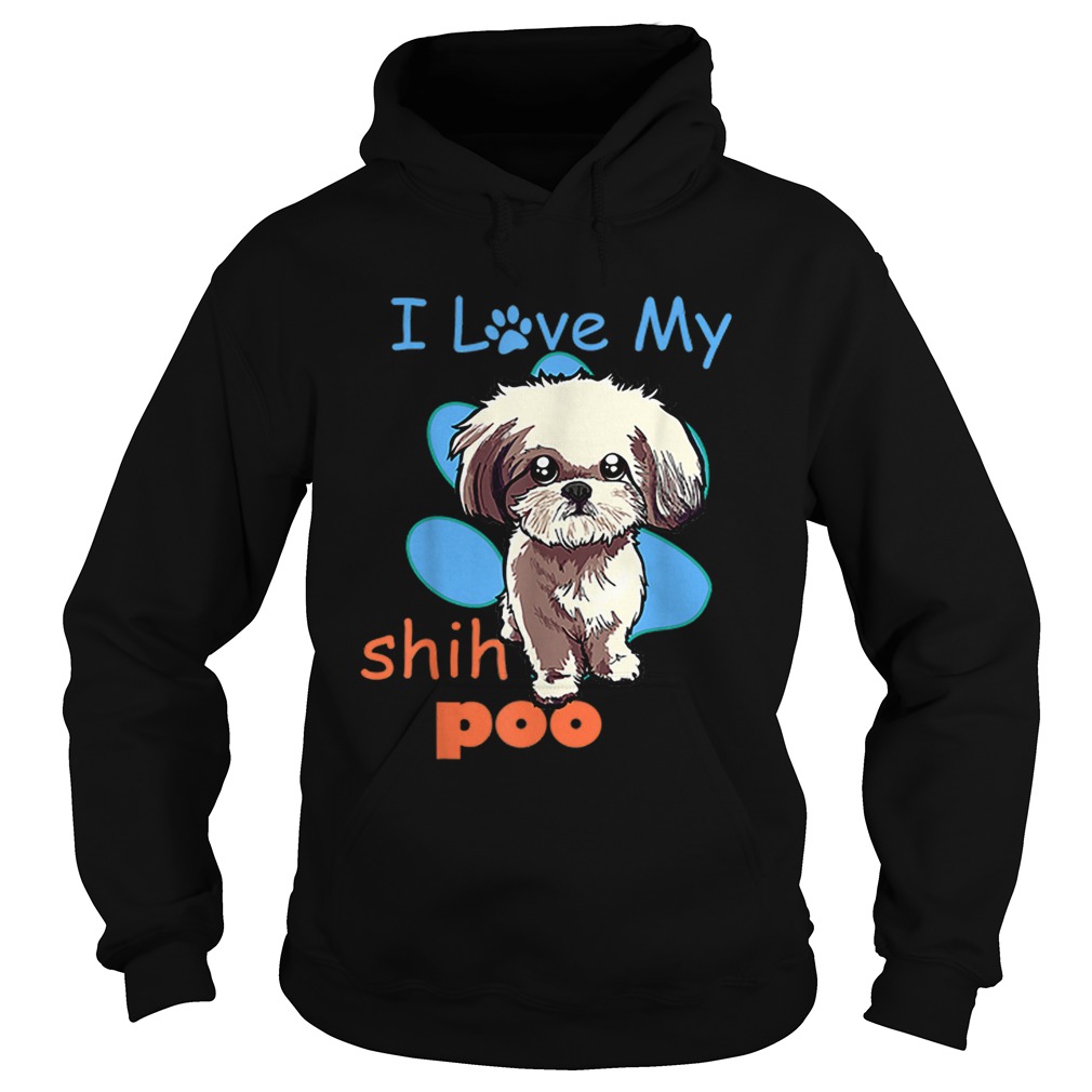 I Love My Shih Poo Best Dog Lover Paw Print Christmas Hoodie