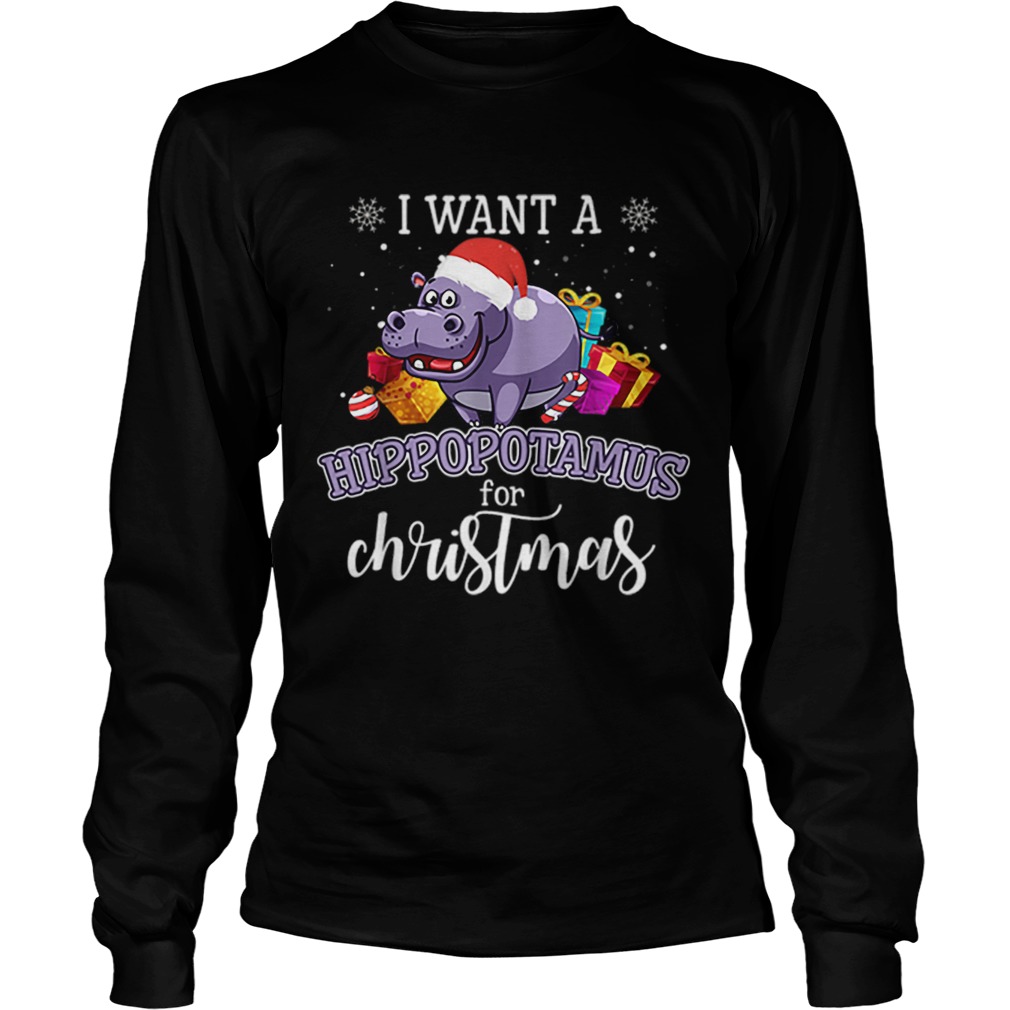 I Want A Hippopotamus For Christmas Hippo Gift Xmas Pajama LongSleeve