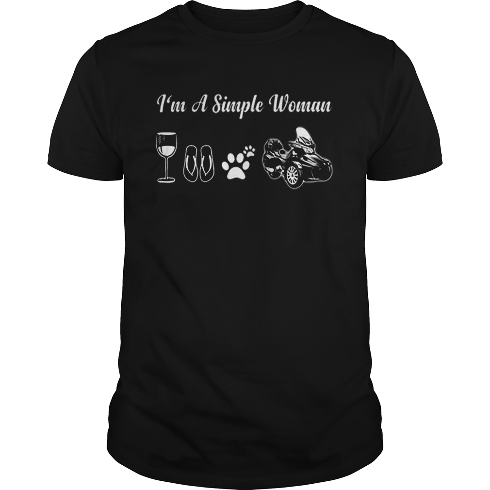 Im a simple woman wine glass flip flop paw BRP Can Am Off Road shirt