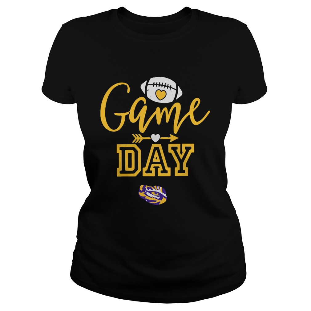 LSU Tigers Game Day Football Heart Classic Ladies