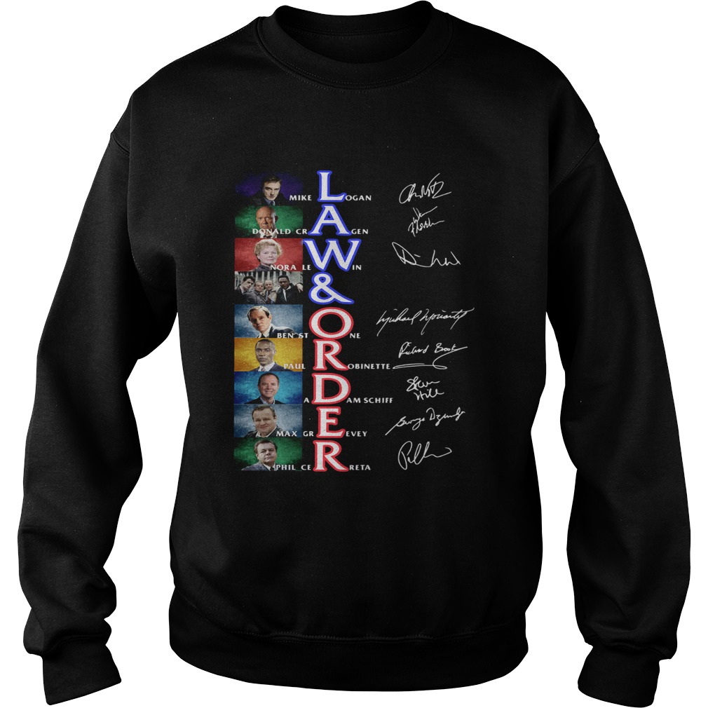 Law and Order Mike Logan Donald Cragen Nora Lewin Ben Stone signatures Sweatshirt
