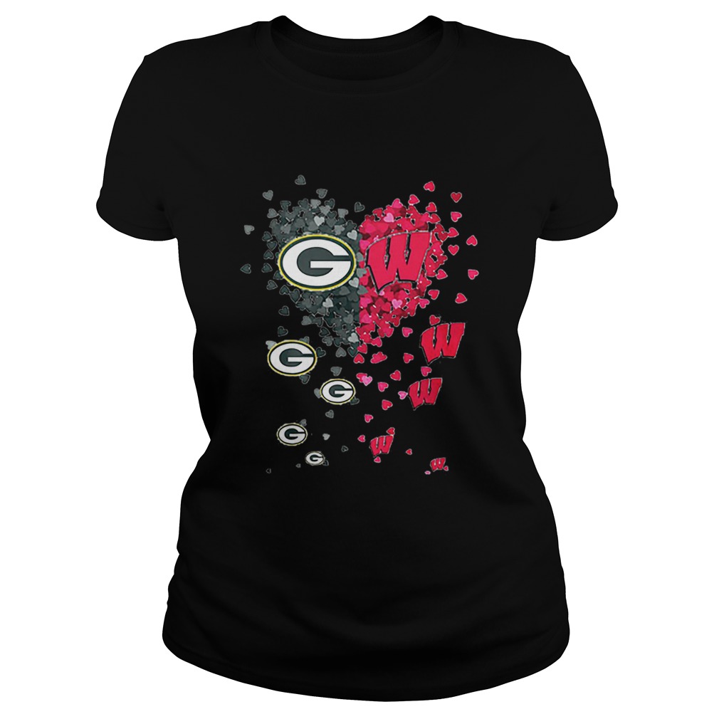 Love Green Bay Packers Wisconsin Badgers Tiny Hearts Shape Classic Ladies