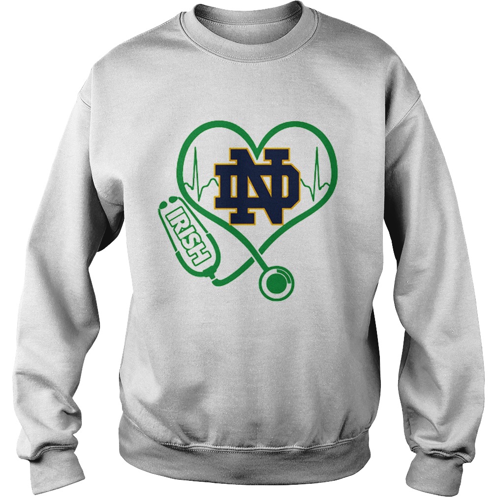Love Notre Dame Fighting Irish Stethoscope Heartbeat nurse Sweatshirt