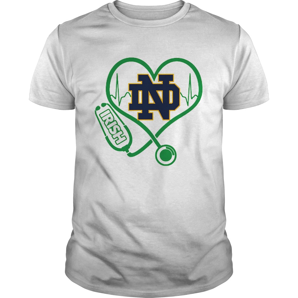 Love Notre Dame Fighting Irish Stethoscope Heartbeat nurse shirt