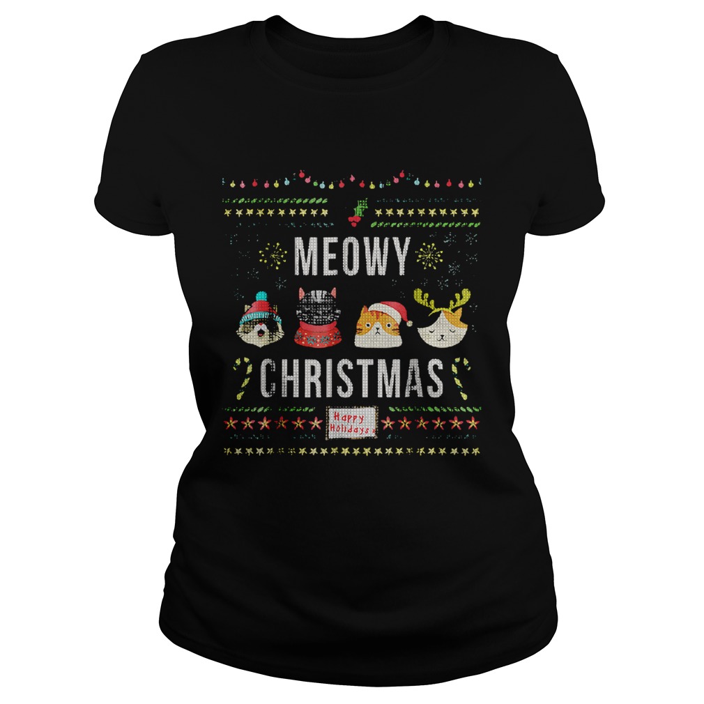 Meowy Christmas Cat Lover Tacky Ugly Christmas Party Classic Ladies