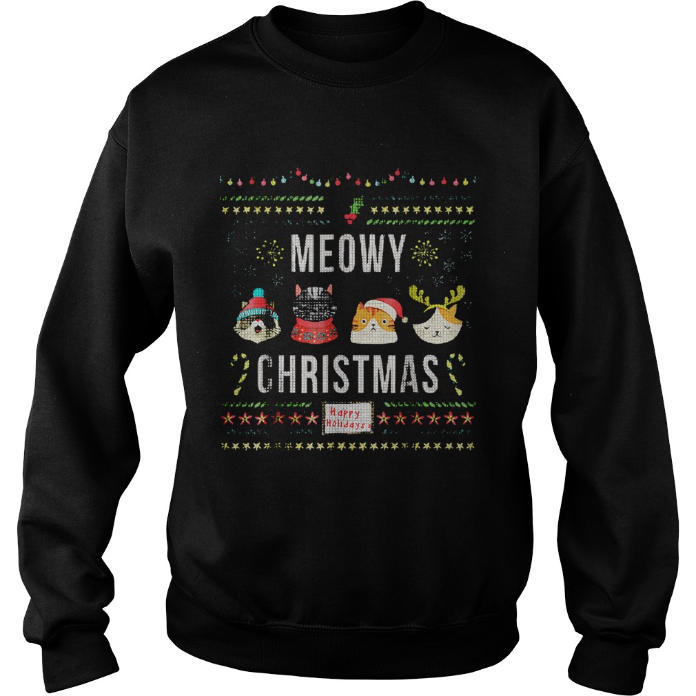 Meowy Christmas Cat Lover Tacky Ugly Christmas Party Sweatshirt