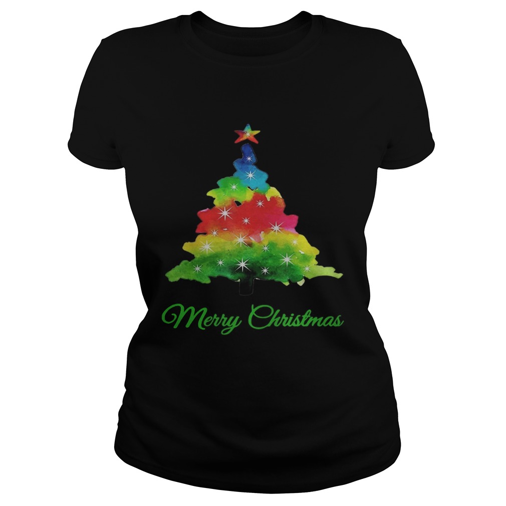 Merry Christmas Colorful Christmas Tree Classic Ladies