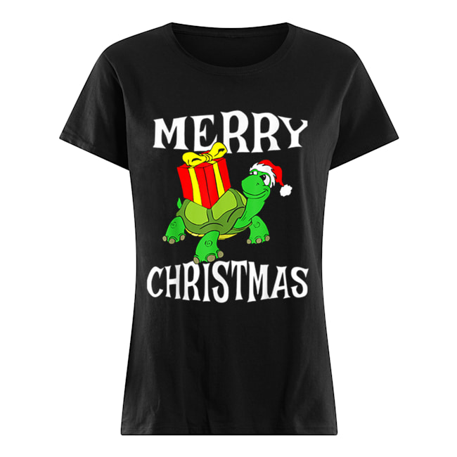 Merry Christmas Turtle Santa Hat Cute XMAS Present Gift Classic Women's T-shirt