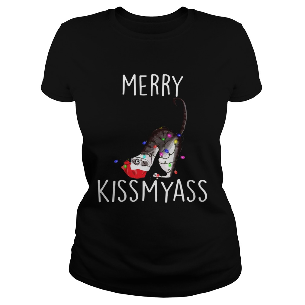 Merry Kissmyass Cat Christmas Classic Ladies