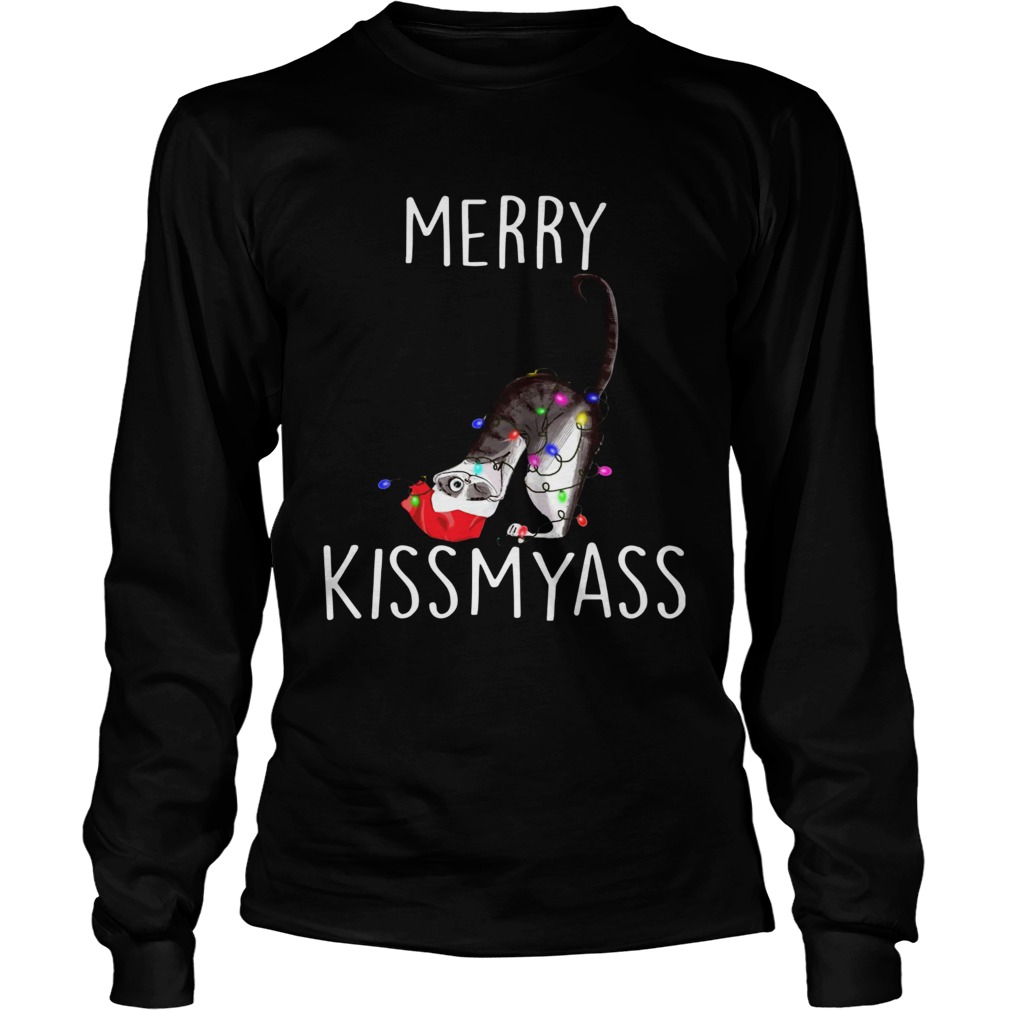 Merry Kissmyass Cat Christmas LongSleeve