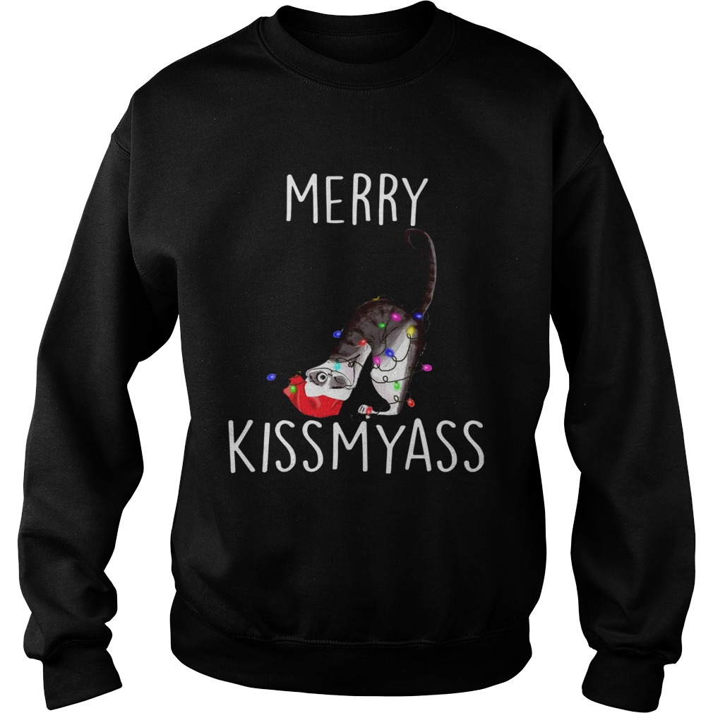 Merry Kissmyass Cat Christmas Sweatshirt