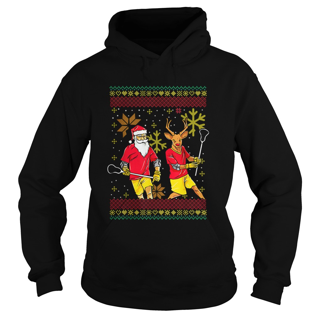 Merry Laxmas Christmas Lacrosse Player Reindeer Santa Claus Hoodie