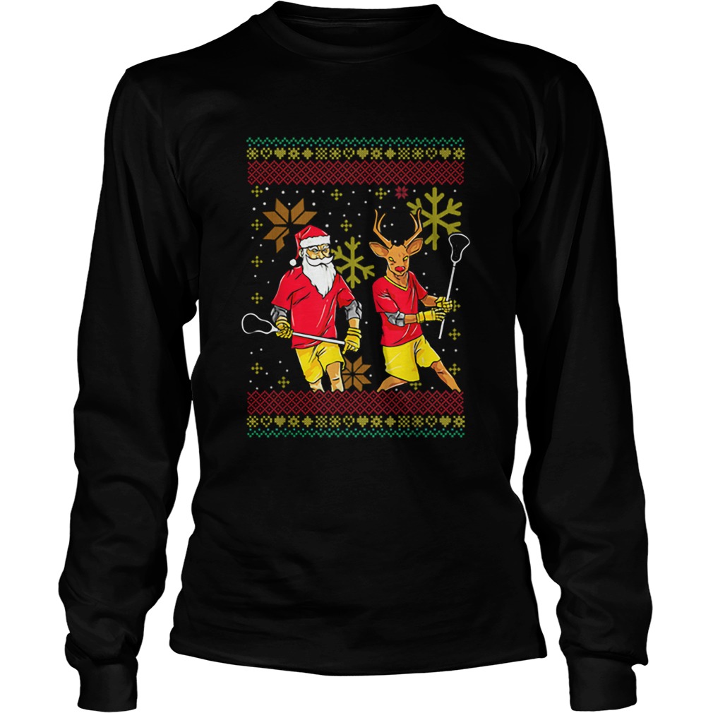Merry Laxmas Christmas Lacrosse Player Reindeer Santa Claus LongSleeve