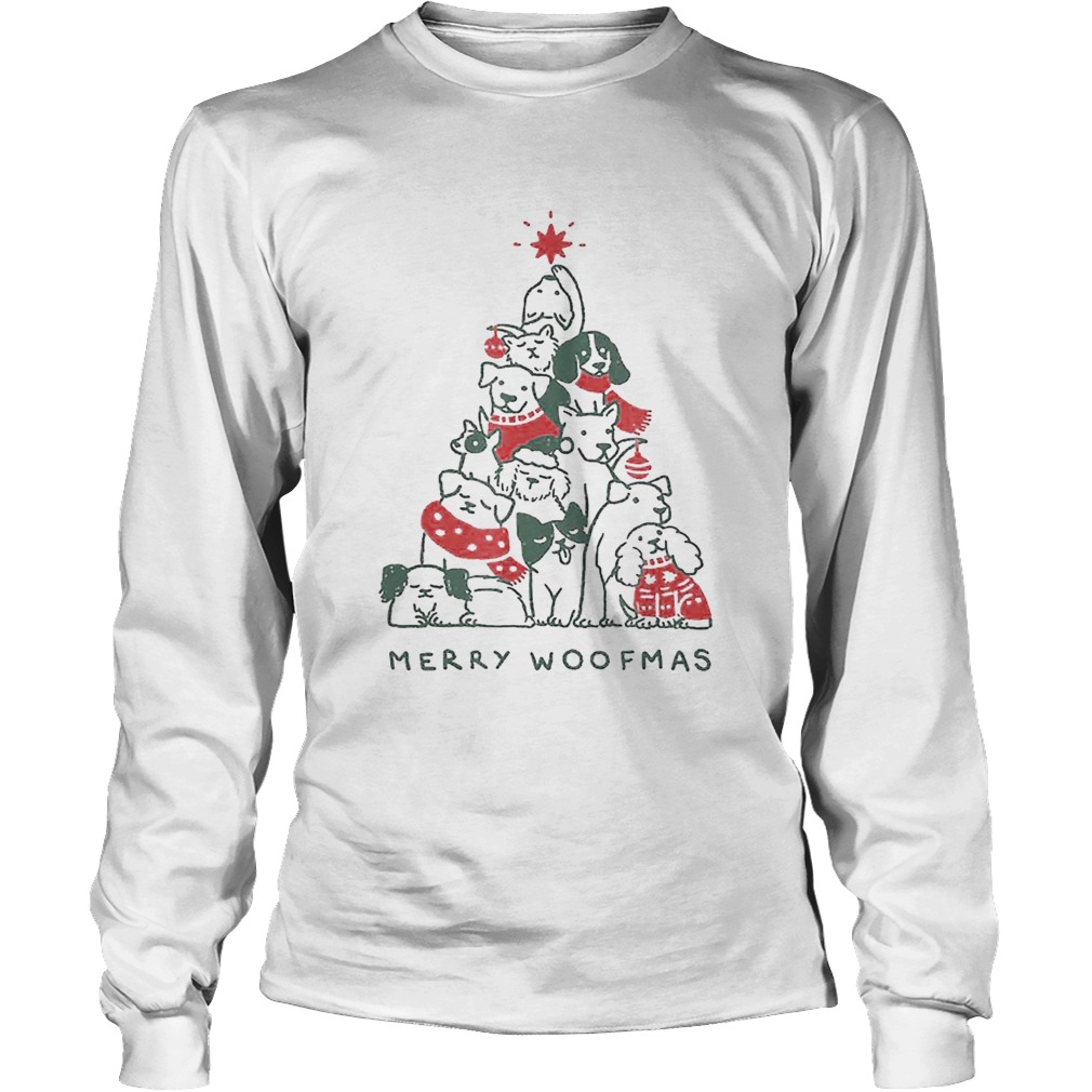 Merry Woofmas Funny Dogs Christmas Tree Xmas Gift LongSleeve
