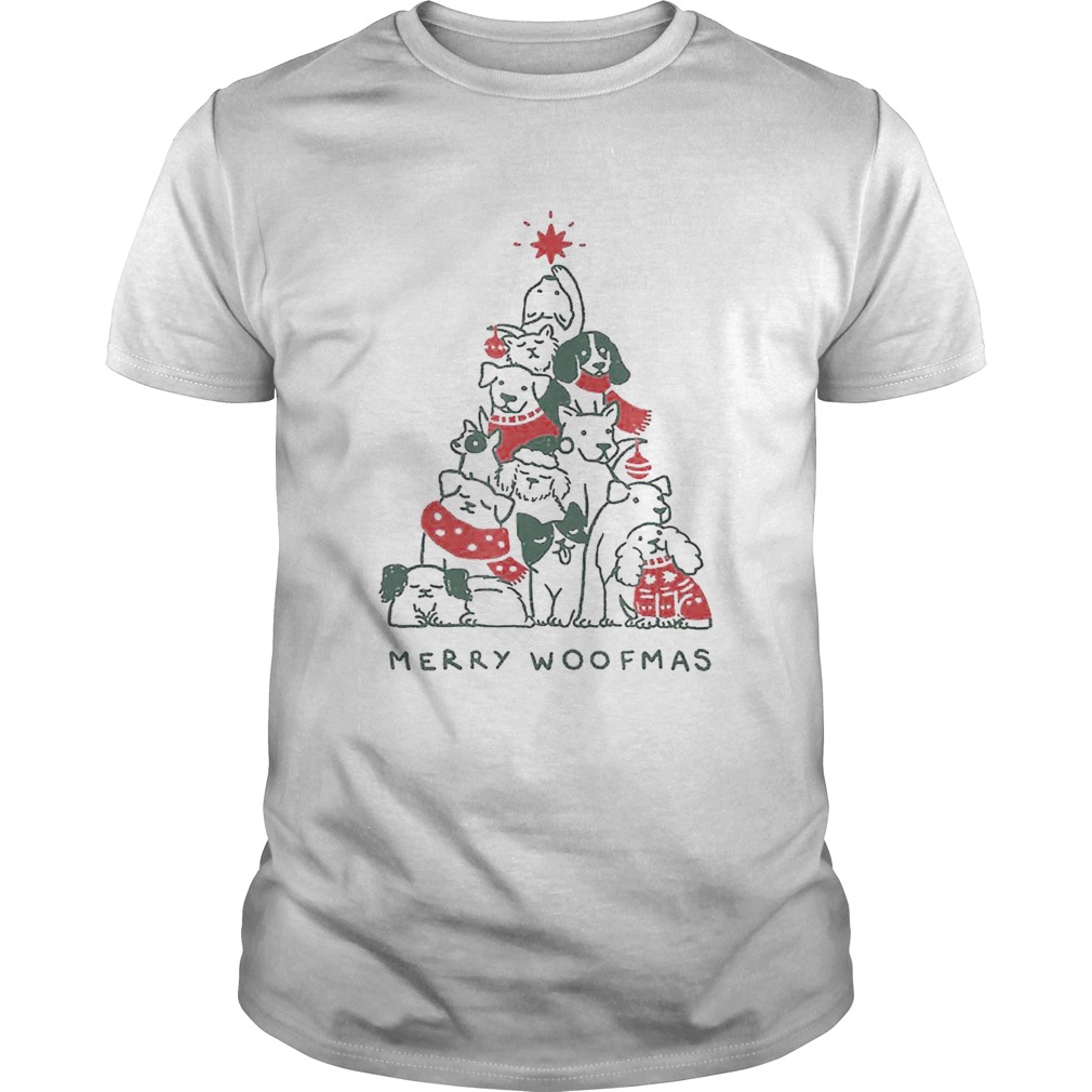 Merry Woofmas Funny Dogs Christmas Tree Xmas Gift shirt