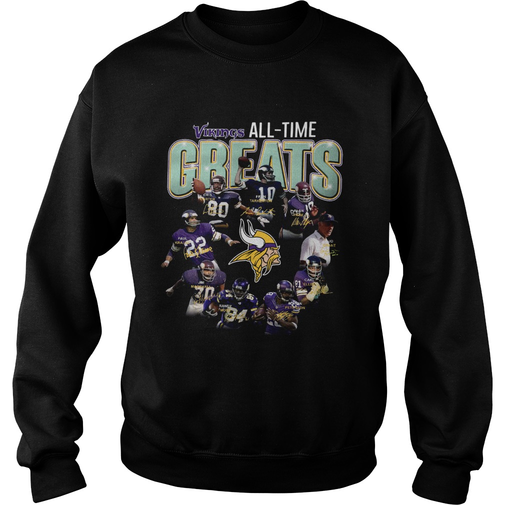 Minnesota Vikings all time great players signatures Sweatshirt
