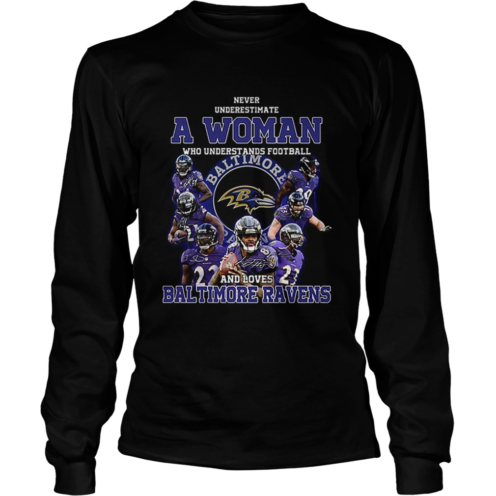 Never underestimate a woman who understands Baltimore Ravens LongSleeve