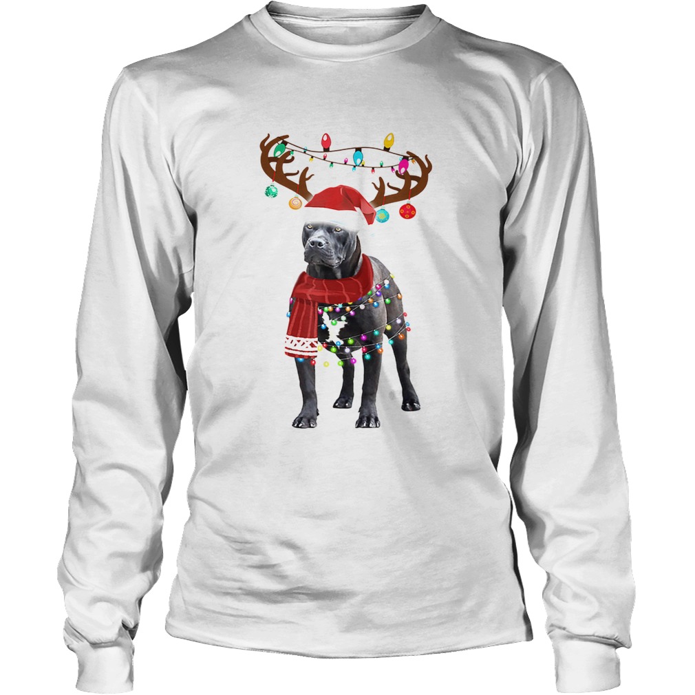 Nice Cute Pitbull Christmas Lights Reindeer Pajamas LongSleeve