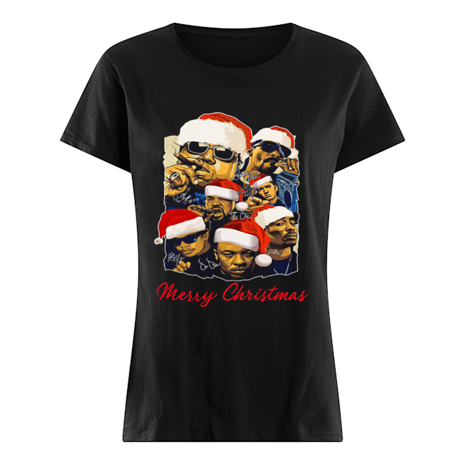 Notorious Big Snoop Dogg Ice Cube Eminem Tupac Santa Merry Christmas Classic Women's T-shirt