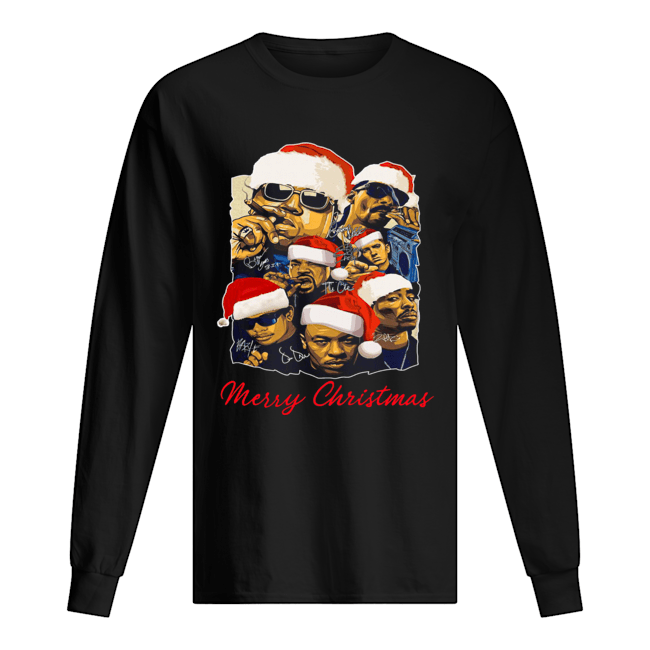 Notorious Big Snoop Dogg Ice Cube Eminem Tupac Santa Merry Christmas Long Sleeved T-shirt 
