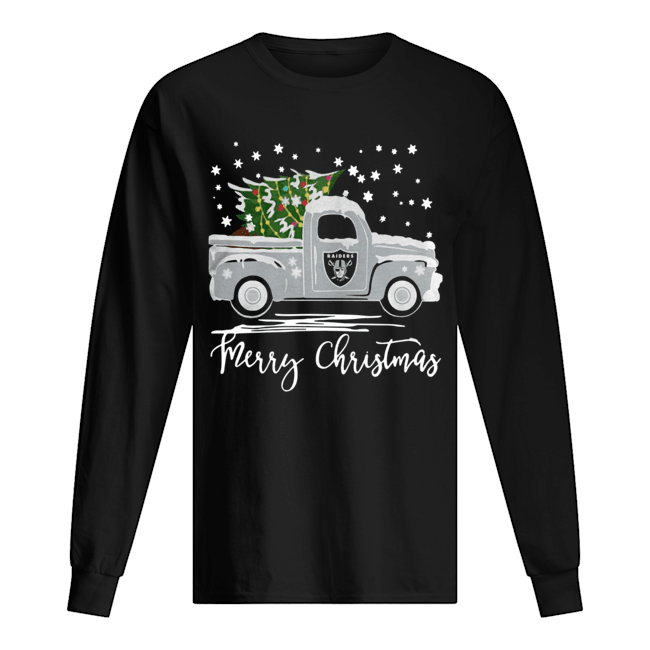 Oakland Raiders Truck Merry Christmas Long Sleeved T-shirt 