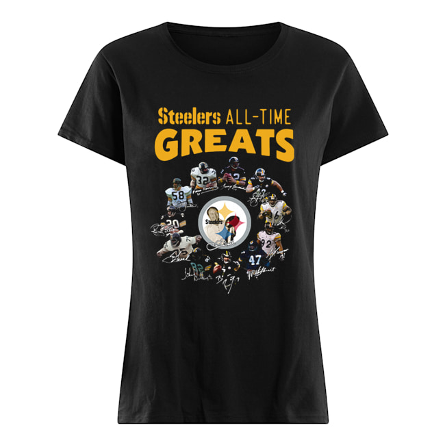 Pittsburgh Steelers All-Time Greats Players Signatures Classic Women's T-shirt