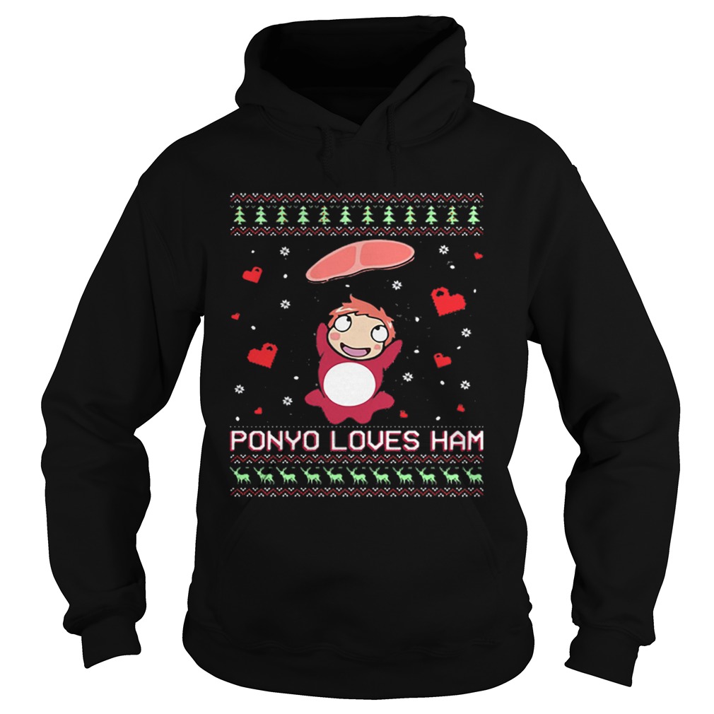 Ponyo loves ham ugly Christmas Hoodie