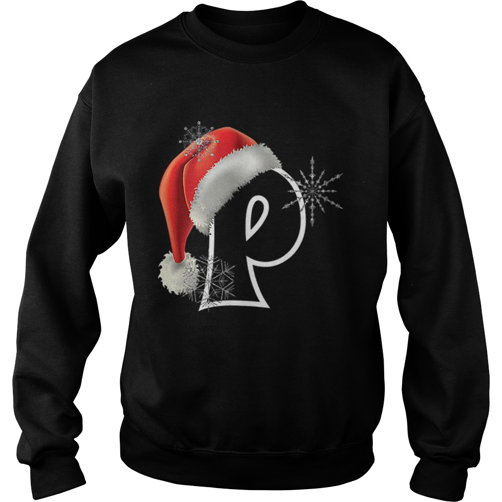 Pretty Cutest Capital Letter P Santa Monogram Christmas Holidays Sweatshirt