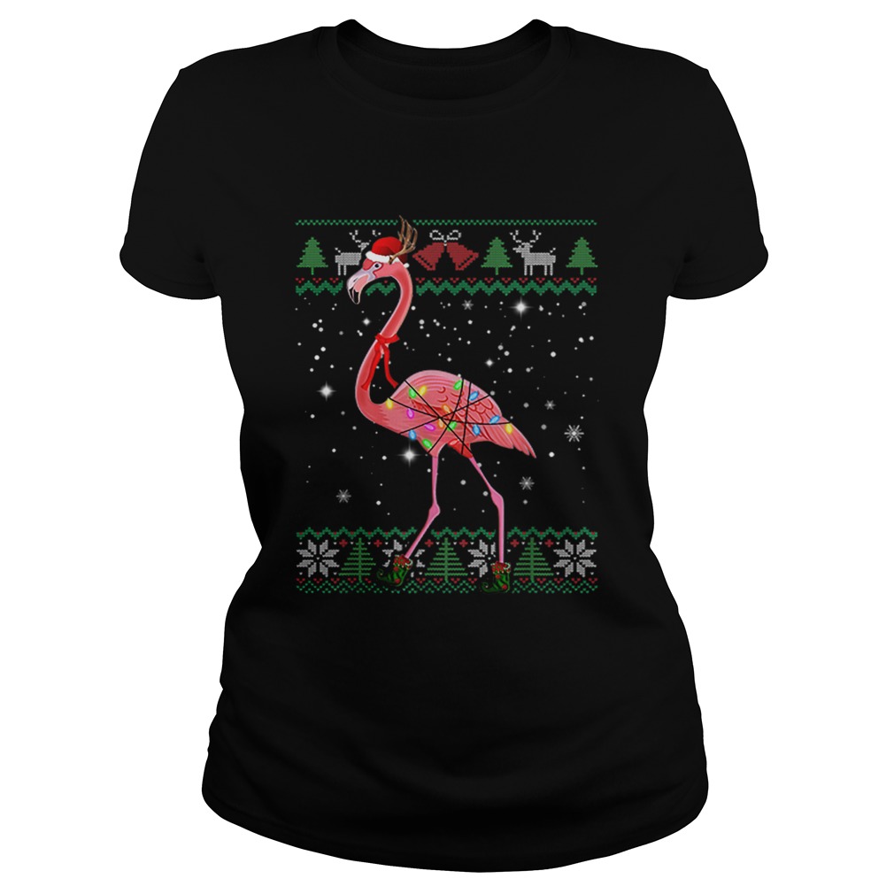 Pretty Ugly Christmas Flamingo Santa Hat Lights Xmas Gifts Classic Ladies