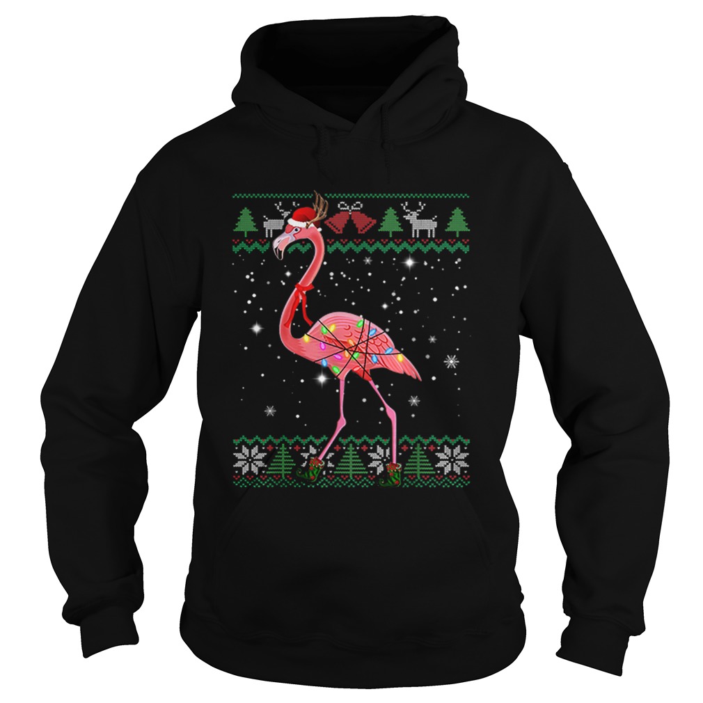Pretty Ugly Christmas Flamingo Santa Hat Lights Xmas Gifts Hoodie