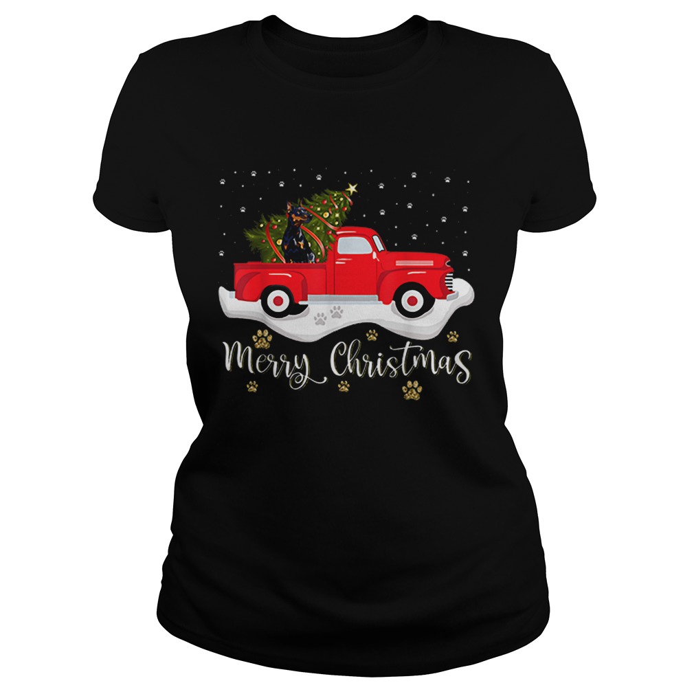 Red Truck Merry Christmas Tree Doberman Christmas Classic Ladies