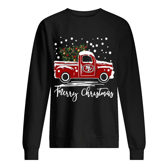 San Francisco 49ers pickup truck Merry Christmas Unisex Sweatshirt
