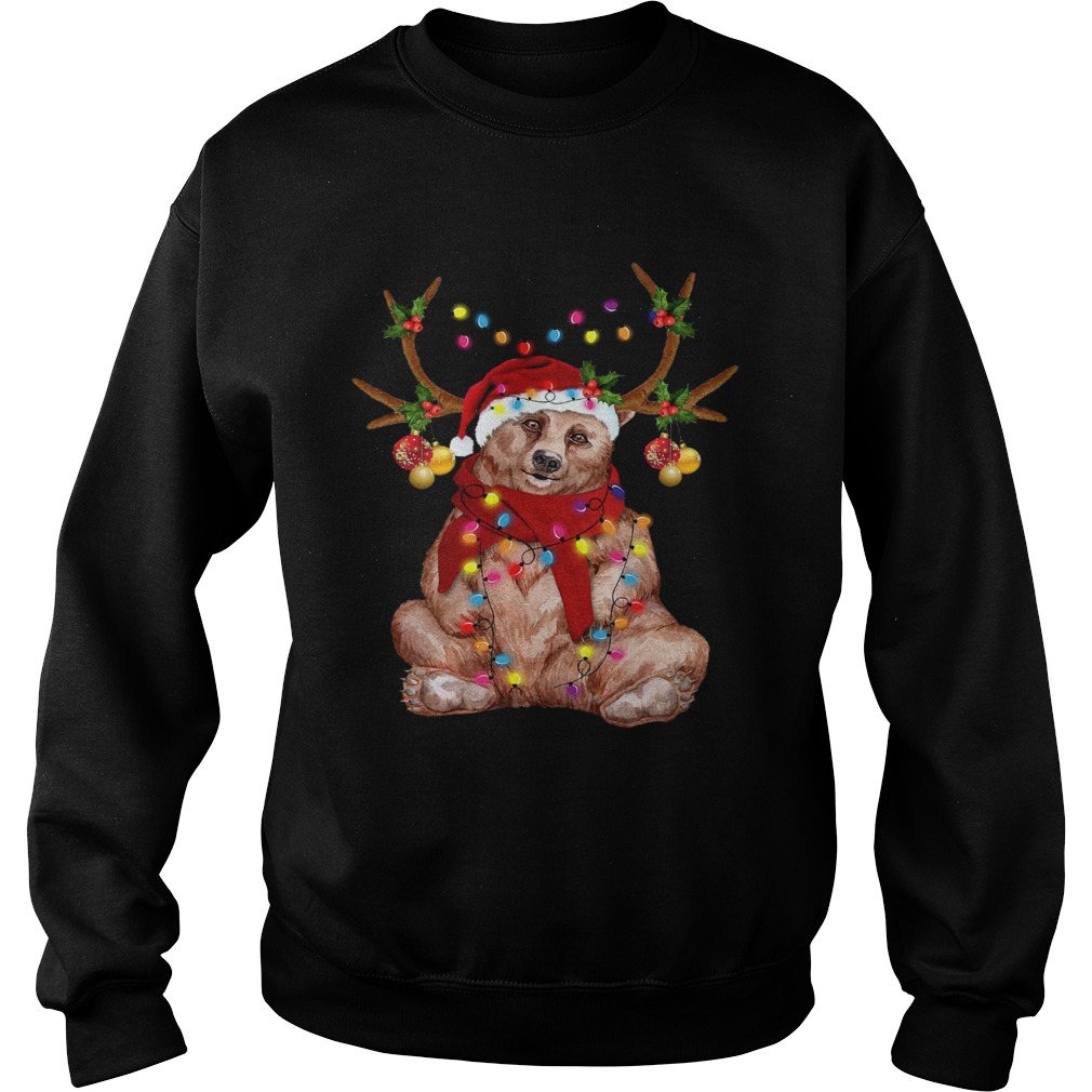Santa Bear Reindeer Light Christmas Sweatshirt