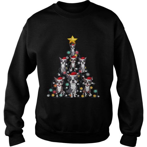 Santa Boston Terrier Christmas Tree Light  Sweatshirt