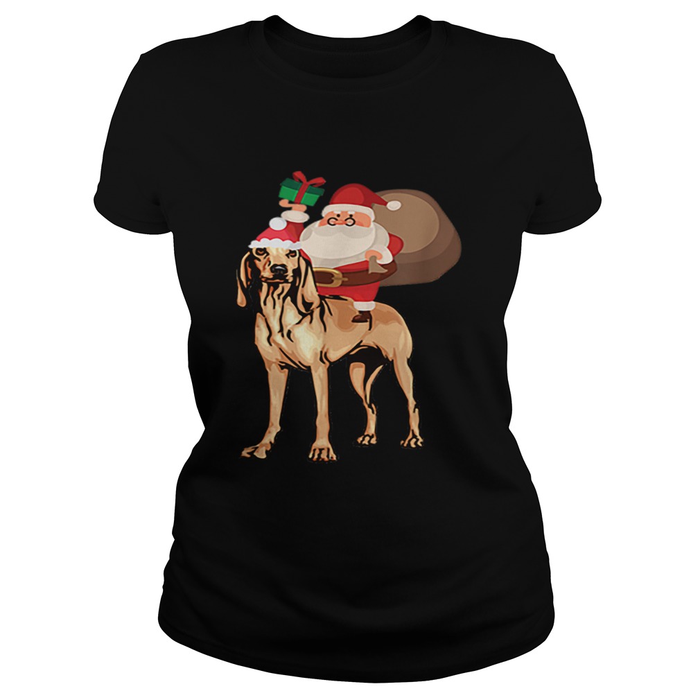 Santa Riding Bloodhound Christmas Pajama Gift Classic Ladies