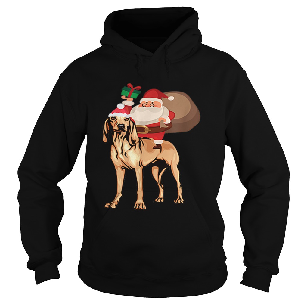 Santa Riding Bloodhound Christmas Pajama Gift Hoodie