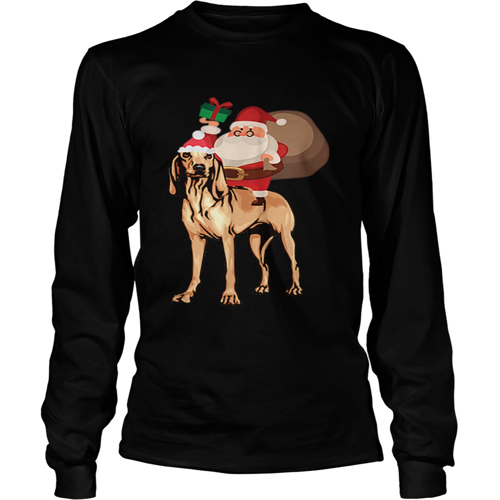 Santa Riding Bloodhound Christmas Pajama Gift LongSleeve
