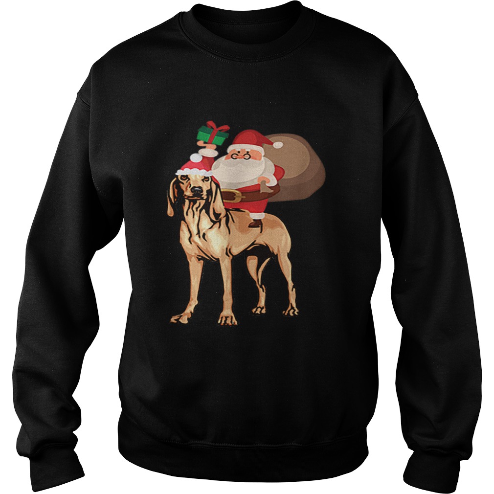 Santa Riding Bloodhound Christmas Pajama Gift Sweatshirt