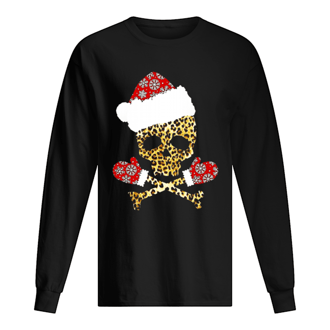 Santa Skull Leopard Christmas Long Sleeved T-shirt 