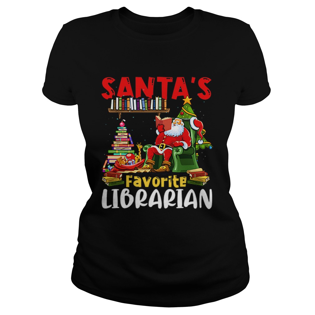 Santas Favorite Librarian Christmas Book Lovers Classic Ladies