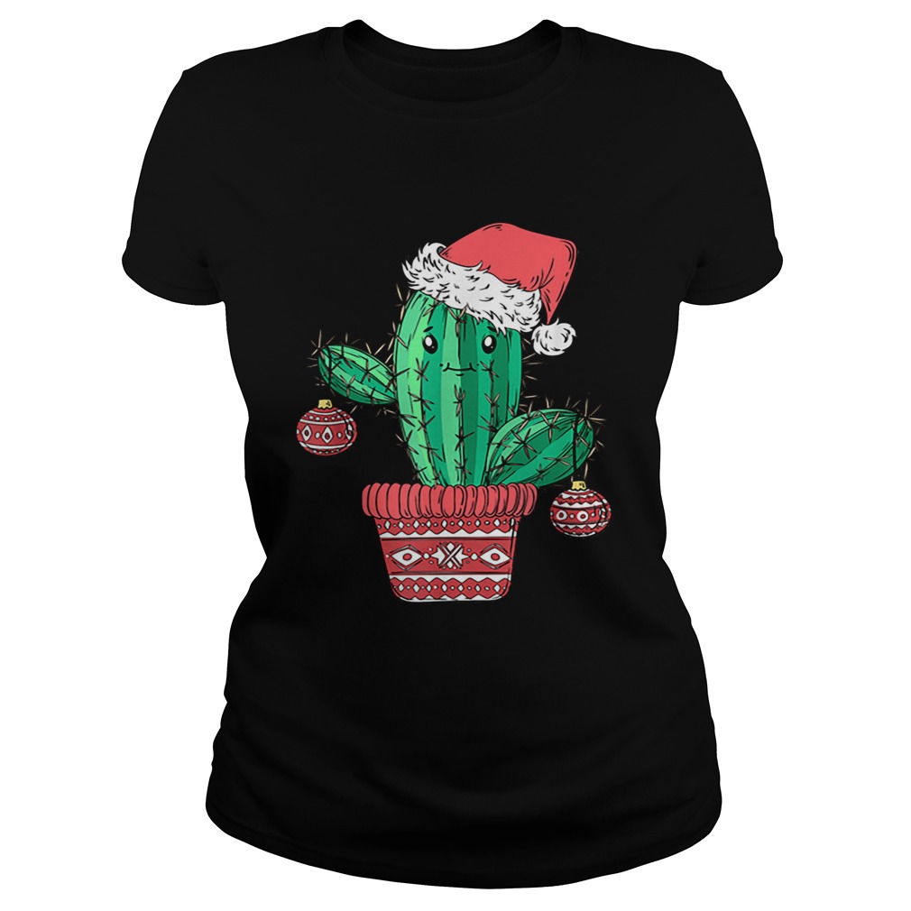 Santas Hat Cactus Sweater Tee Christmas Party Xmas Holidays Classic Ladies