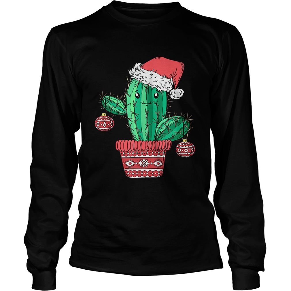 Santas Hat Cactus Sweater Tee Christmas Party Xmas Holidays LongSleeve