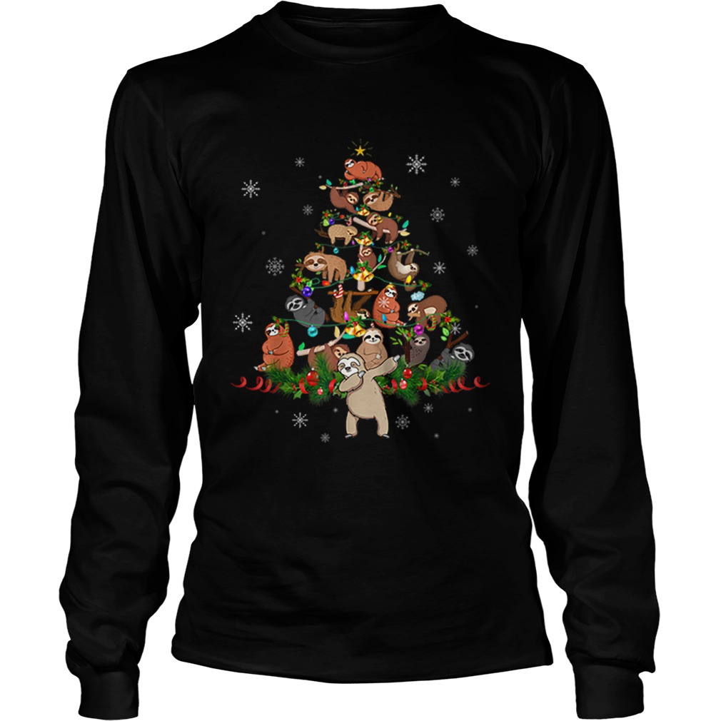 Sloth Christmas Tree Lights Funny Sloth Xmas Gift LongSleeve