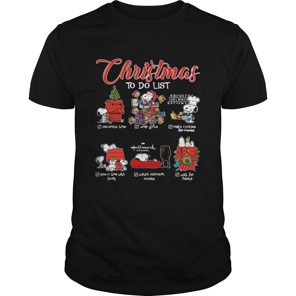Snoopy Christmas To Do List Hallmark Funny Xmas shirt
