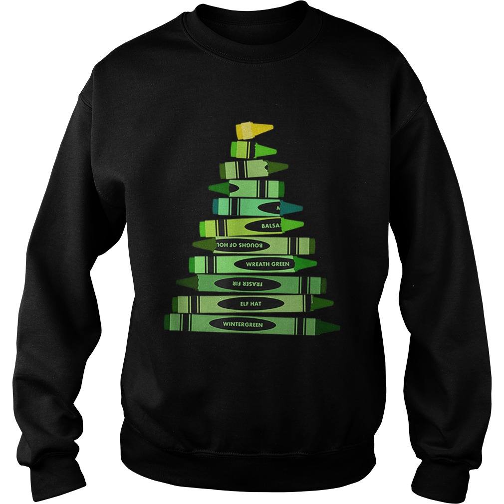 Teacher Christmas Gift Crayon Tree Sweatshirt