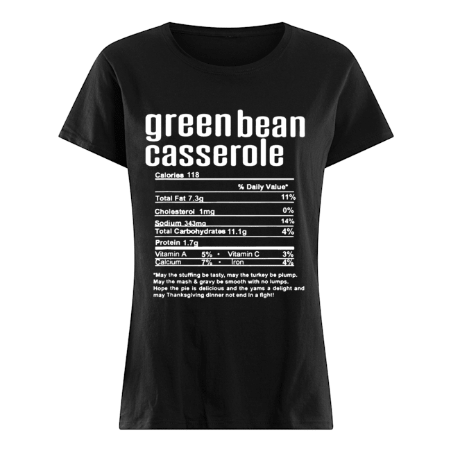 Thanksgiving Green Bean Casserole Nutritional Facts Classic Women's T-shirt
